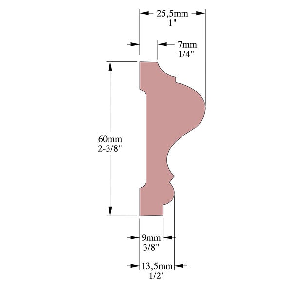 SANS - Cimaise , Moulure Cimaises et Plus M02- 6x2,5x200cm (h x p x L) - moulure décorative polyuréthane - large