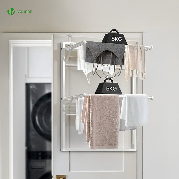 VOUNOT - Étendoir à linge mural suspendu pliable Blanc - large