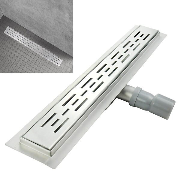 SANIVERRE - JAZY Caniveau de douche L.120 cm design linéaire, acier inoxydable, siphon anti-odeurs, drainage élevé - large