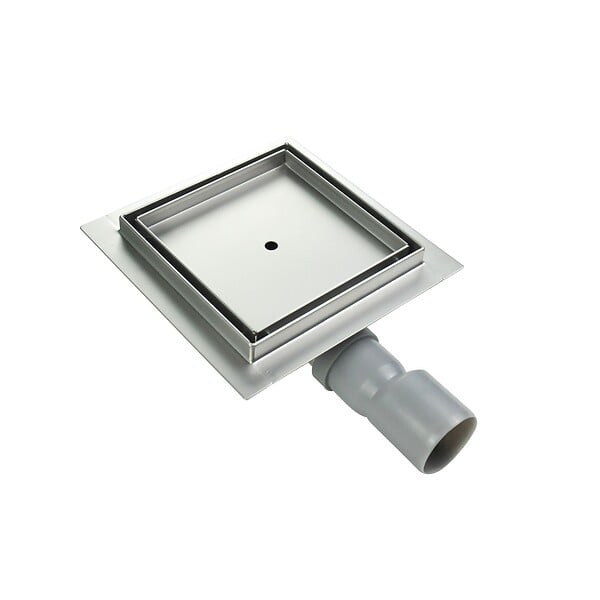 SANIVERRE - CIREA Caniveau de douche à carreler carré 20 x 20 cm, siphon anti-odeurs, drainage 36l/min, hauteur réglable - large