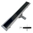 SANIVERRE - DUKA Caniveau de douche L.80 cm verre noir inox avec siphon 360°, drainage performant - vignette