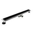 SANIVERRE - KODY Caniveau de douche L.60 cm verre noir et acier inoxydable, siphon anti-odeurs, drainage performant - vignette