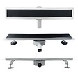 SANIVERRE - DUKA Caniveau de douche L.110 cm verre noir inox avec siphon 360°, drainage performant - vignette
