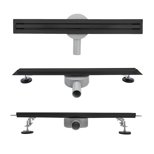 SANIVERRE - SAMY Caniveau de douche italienne compact noir L.60 cm siphon 360°, drainage 36l/min, hauteur réglable - large
