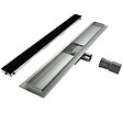 SANIVERRE - KODY Caniveau de douche L.90 cm verre noir et acier inoxydable, siphon anti-odeurs, drainage performant - vignette