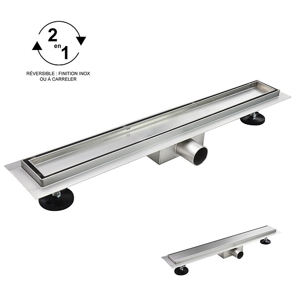SANIVERRE - CELO Caniveau de douche 2en1 à encastrer L.110 cm, à carreler ou inox, drainage 36L/min, hauteur réglable - large