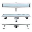 SANIVERRE - DUKA Caniveau de douche L.80 cm verre blanc inox avec siphon 360°, drainage performant - vignette
