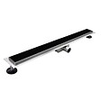 SANIVERRE - KODY Caniveau de douche L.70 cm verre noir et acier inoxydable, siphon anti-odeurs, drainage performant - vignette