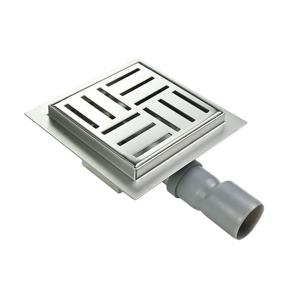 SANIVERRE - DOMEO Caniveau de douche carré motif quadrillé 25 x 25 cm siphon anti-odeurs, drainage 36l/min, h. réglable - large