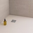 SANIVERRE - DOMEO Caniveau de douche carré motif quadrillé 25 x 25 cm siphon anti-odeurs, drainage 36l/min, h. réglable - vignette