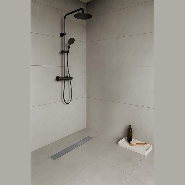 SANIVERRE - DALA Caniveau de douche Italienne inox L.120 cm avec siphon anti-odeurs + filtre, drainage performant - large