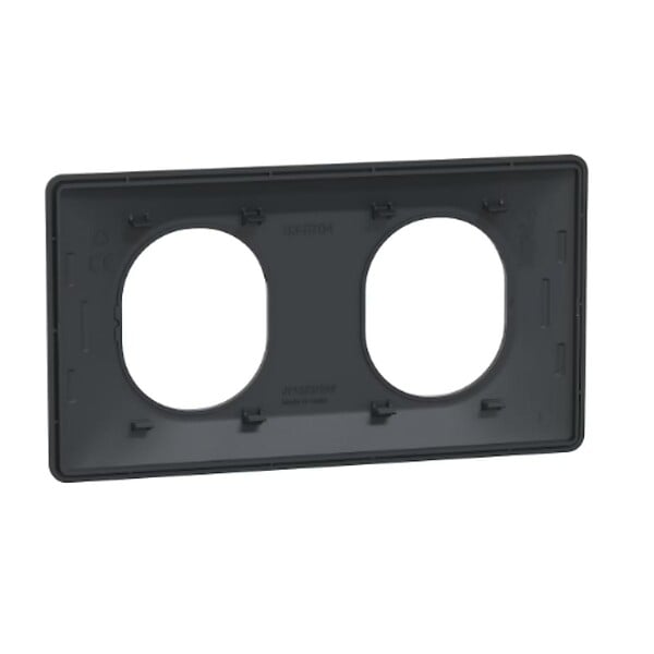 SCHNEIDER ELECTRIC - Plaque finition 2 postes horizontale anthracite entraxe 71 mm - Ovalis - Schneider - large