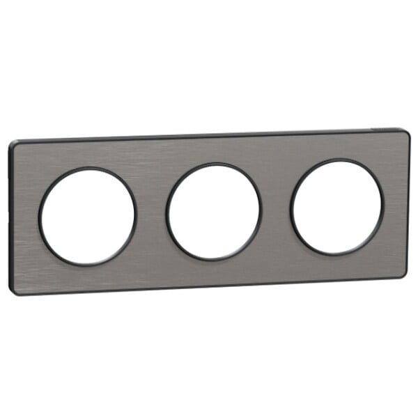 SCHNEIDER ELECTRIC - Plaque 3 postes H/V aluminium entraxe 71 mm - Odace Touch - Schneider - large