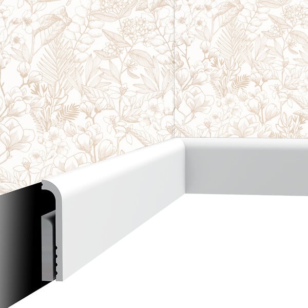 SANS - Plinthe décorative Cimaises et Plus P04 - 12x2,5x200cm (h x p x L) - moulure dé - large