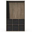 ID MARKET - Dressing penderie DIANE 104 x 50 x 172 cm hêtre avec 6 boites de rangement + rideau noir - vignette