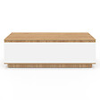 ID MARKET - Table basse TOMI 110 cm avec porte façon hêtre et blanc - vignette