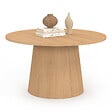 ID MARKET - Table basse ronde ANGELE 70 cm pied central bois effet hêtre - vignette