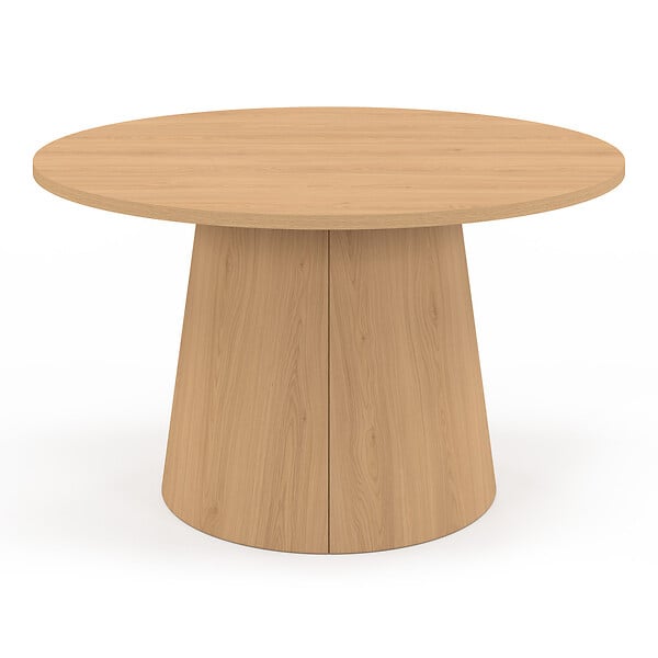 ID MARKET - Table basse ronde ANGELE 70 cm pied central bois effet hêtre - large