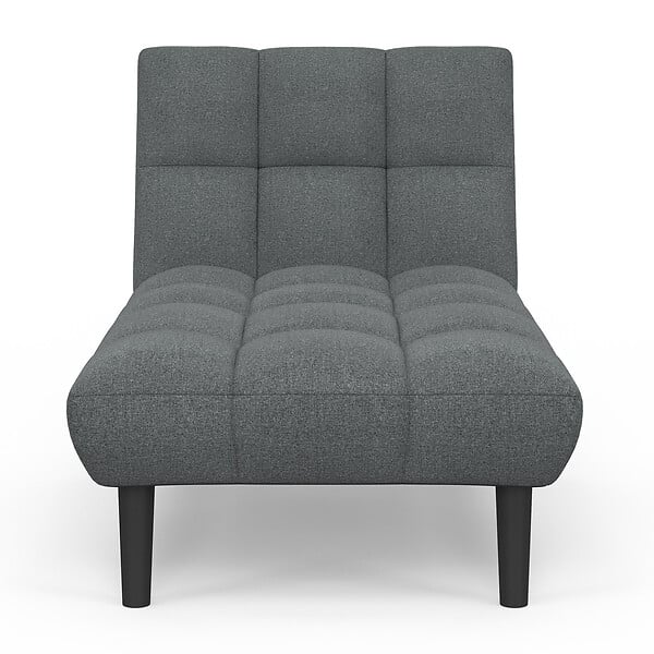 ID MARKET - Méridienne clic clac capitonnée SALOME 80 x 180 cm en tissu gris anthracite - large