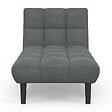 ID MARKET - Méridienne clic clac capitonnée SALOME 80 x 180 cm en tissu gris anthracite - vignette