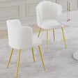 ID MARKET - Lot de 2 chaises coquillage ADELAIDE bouclette blanche pieds dorés - vignette