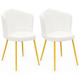 ID MARKET - Lot de 2 chaises coquillage ADELAIDE bouclette blanche pieds dorés - vignette