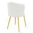 ID MARKET - Lot de 2 chaises coquillage ADELAIDE bouclette blanche pieds dorés - vignette