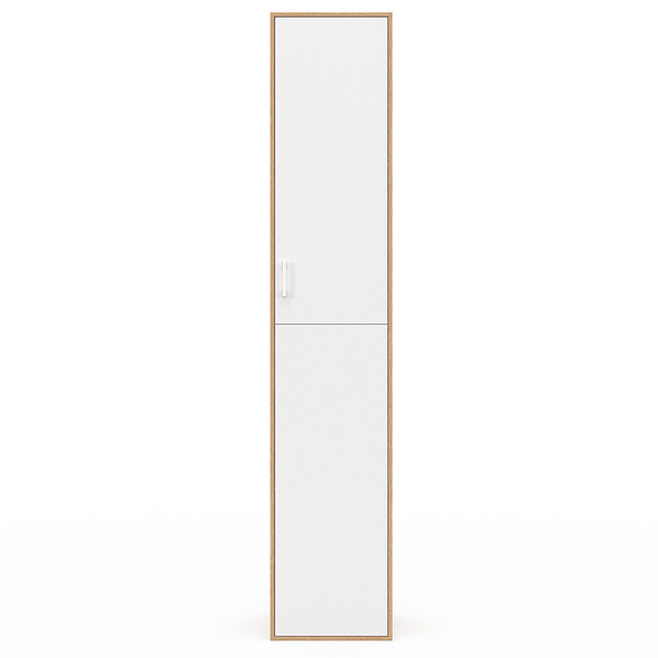 ID MARKET - Armoire de bureau 180 cm multifonction SYLVIA blanc et bois 1 porte 3 étagères - large
