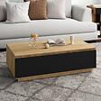 ID MARKET - Table basse TOMI 110 cm avec porte façon hêtre et noir - vignette