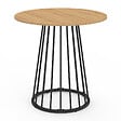 ID MARKET - Table à manger ronde YUNA 4 personnes plateau bois et pied filaire en métal noir 80 cm - vignette