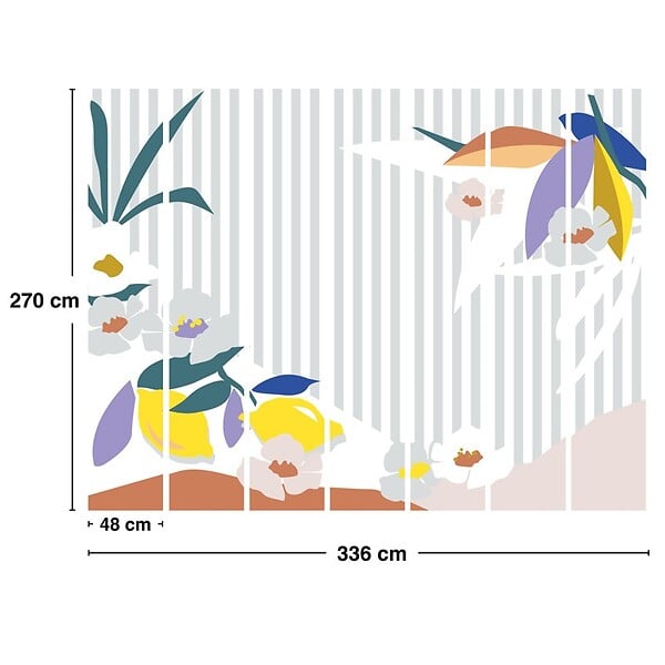 99DECO - Papier peint panoramique - Fraicheur Jungle - Multicouleur - intissé : 150g/m² - 7 lés : 336x270cm - large