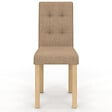 ID MARKET - Lot de 6 chaises POLGA capitonnées mix color taupe, beige et marron - vignette