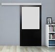 GD MENUISERIES - Porte Coulissante Athena Noir Vitrée H204 x L73 cm, Rail Alu - vignette