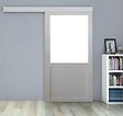 GD MENUISERIES - Porte Coulissante Atelier Blanc H204 x L73 cm sans meneau, Rail Alu - vignette