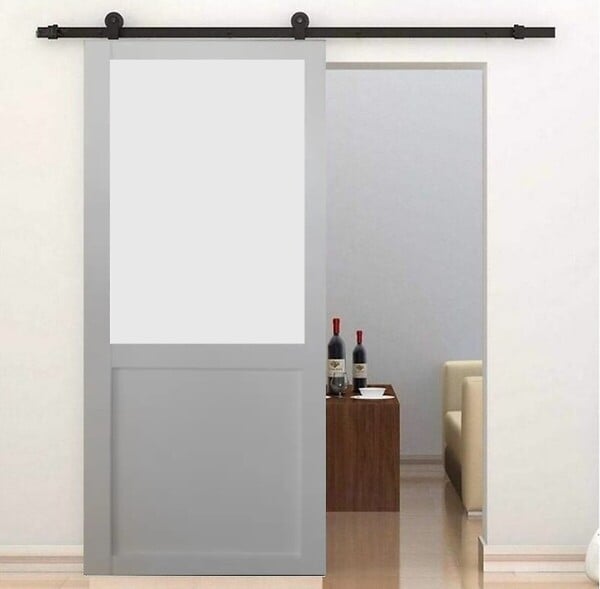 GD MENUISERIES - Porte Coulissante Athena blanc H204 x L73 cm, Rail roulettes - large