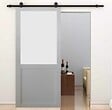 GD MENUISERIES - Porte Coulissante Athena blanc H204 x L73 cm, Rail roulettes - vignette