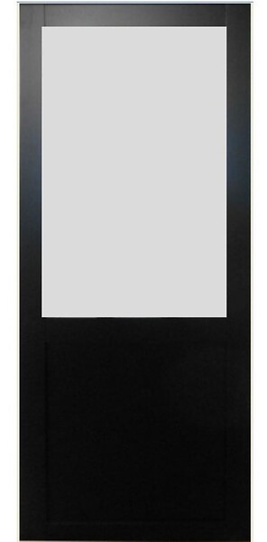 GD MENUISERIES - Porte Coulissante Athena Noir Vitrée H204 x L83 cm, Rail alu Bandeau Noir - large