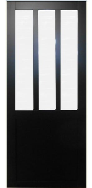 GD MENUISERIES - Porte Coulissante Atelier Noir vitre depoli H204 x L83 cm, Rail Alu - large