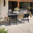 OVIALA - Ensemble table de jardin et 8 chaises en métal gris et taupe - Palavas - vignette
