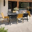 OVIALA - Ensemble table de jardin et 8 chaises en métal gris et jaune - Palavas - vignette