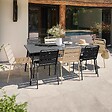 OVIALA - Ensemble table de jardin et 8 chaises en métal gris et ivoire - Palavas - vignette
