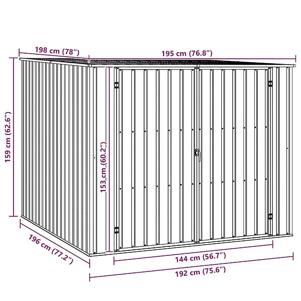 VIDAXL - vidaXL Abri de jardin Gris 195x198x159 cm Acier galvanisé - large