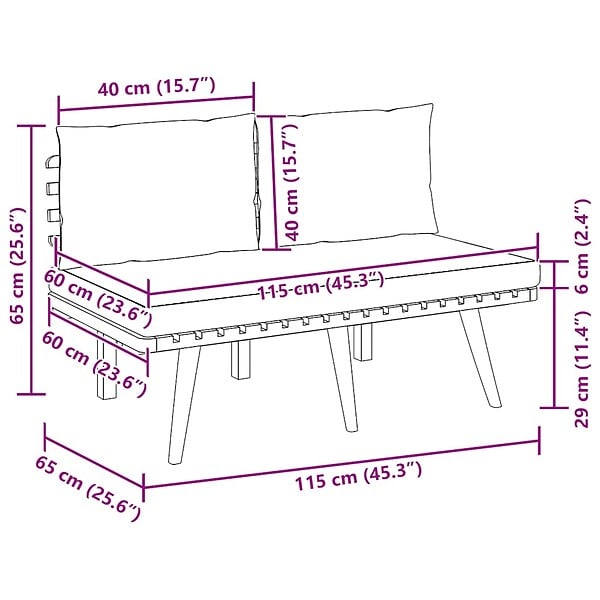 VIDAXL - vidaXL Banc de jardin avec coussins 115 cm Bois solide d'acacia - large