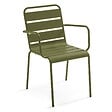 OVIALA - Fauteuil de jardin en métal vert kaki - Palavas - vignette