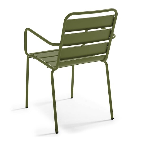 OVIALA - Fauteuil de jardin en métal vert kaki - Palavas - large