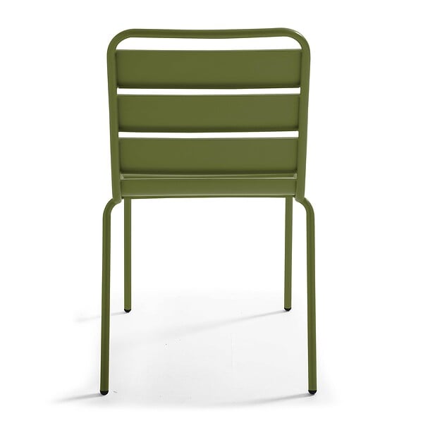 OVIALA - Chaise de jardin en métal vert kaki - Palavas - large