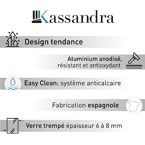 KASSANDRA - Paroi de douche fixe + Porte coulissante URBAN 159-162 cm - large