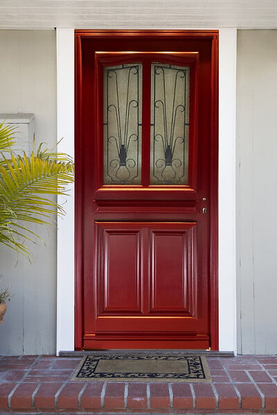 GD MENUISERIES - Porte d'entrée Bois Vitrée Martine Rouge pourpre, H215 x L90 cm Côte Tableau p. Gauche - large