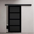 GD MENUISERIES - Porte Coulissante Telia noir 4 panneaux H204 x L73 cm, Rail Alu bandeau noir - vignette