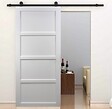 GD MENUISERIES - Porte Coulissante Tamera blanc 4 panneaux H204 x L63 cm, Rail roulettes - vignette